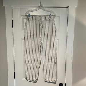 Volcom Women's Wide Leg Pants - White and Black Stripes